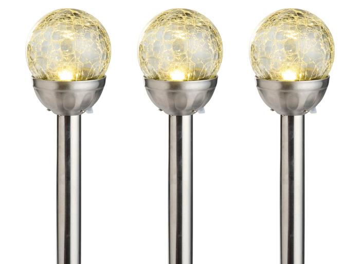 Solcellelamper Ø8 x H34 cm 3-pk.